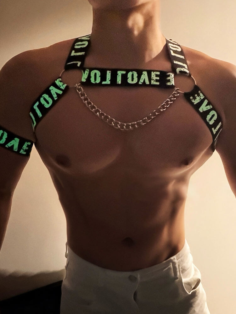 Men's Sexy Glow-in-the-Dark Letter Chest Strap