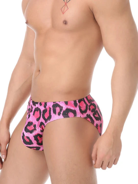 Men's Sexy Elastic Leopard Print Swim Briefs