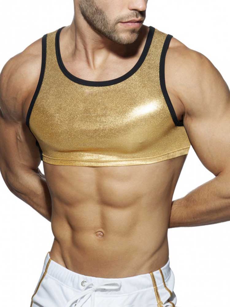 Men's Shiny Short Sports Tight Tank Top
