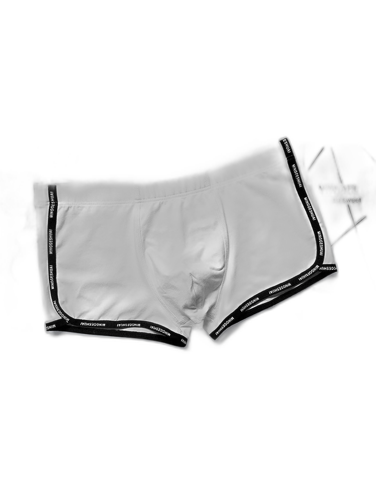 Men’s Letter Trim Applique Cotton Trunks