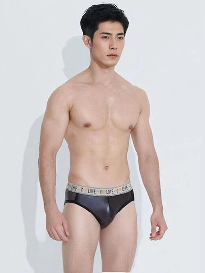 Men's Elastic Sexy Edged Latex Briefs