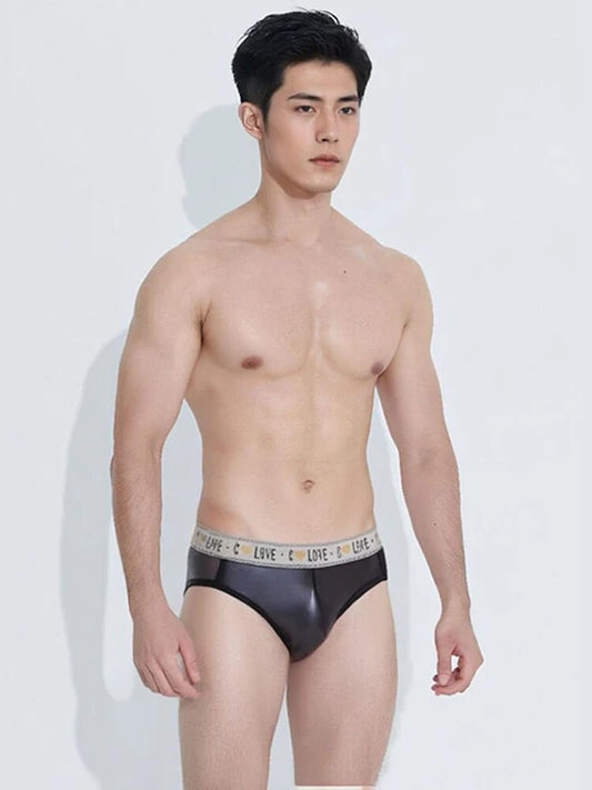 Men's Elastic Sexy Edged Latex Briefs