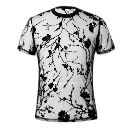 Mesh Floral Short Sleeve T-shirt