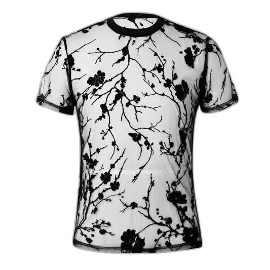 Mesh Floral Short Sleeve T-shirt