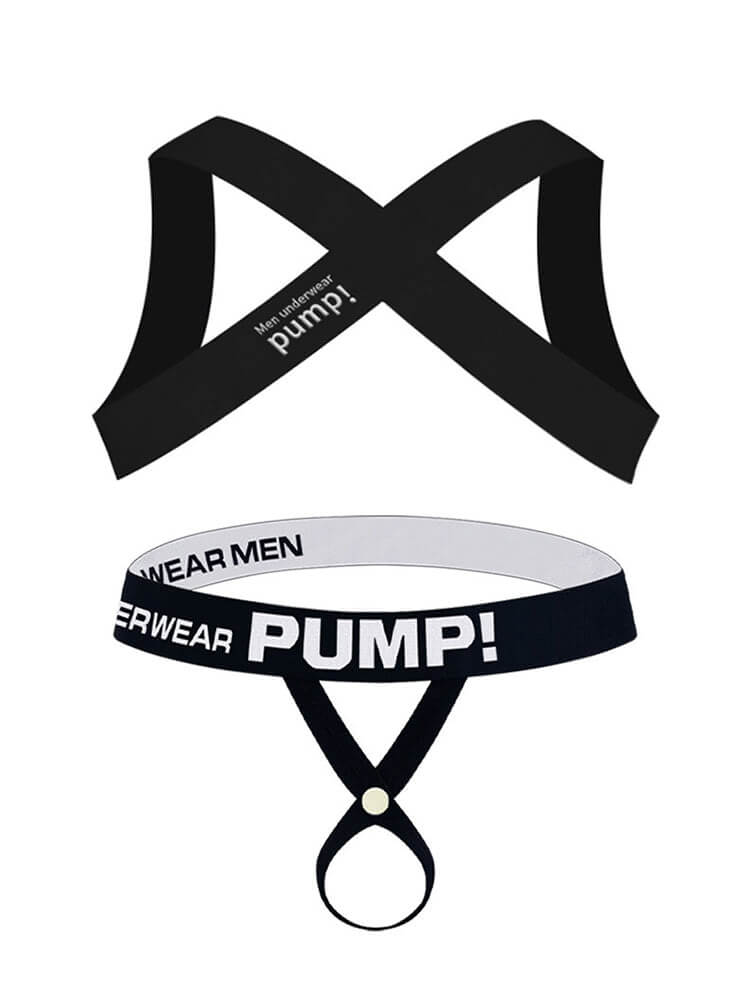 Men's Elastic Shoulder Strap Underwear 2-Piece Set