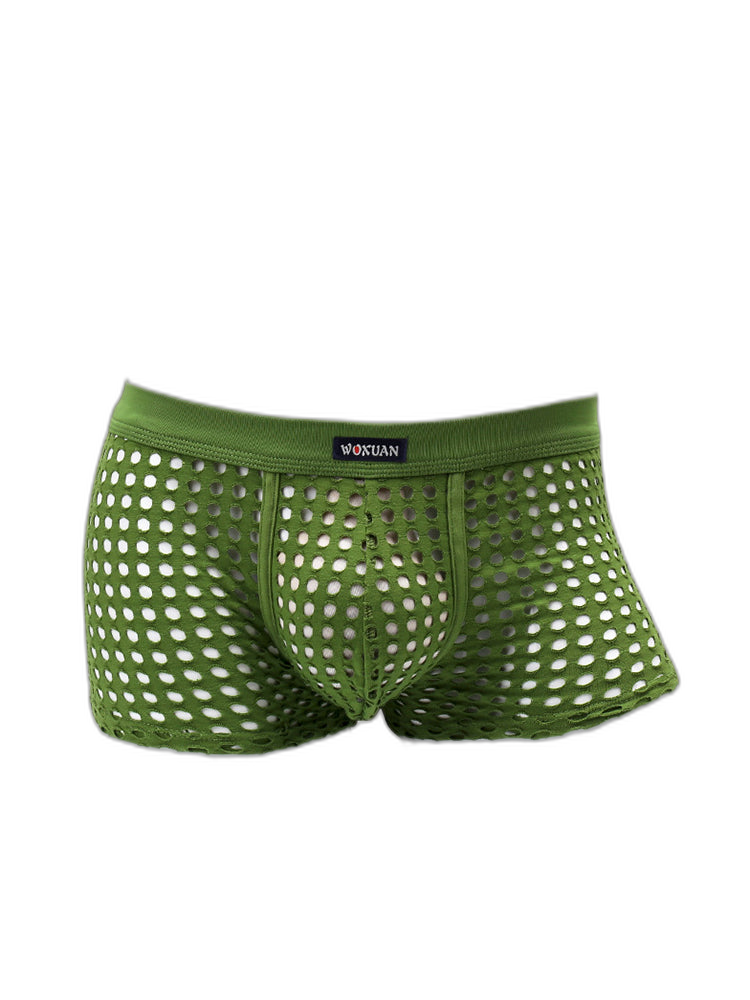 2 Pack Men's Hollow Mesh Sexy Trendy Moisture-Wicking Trunks