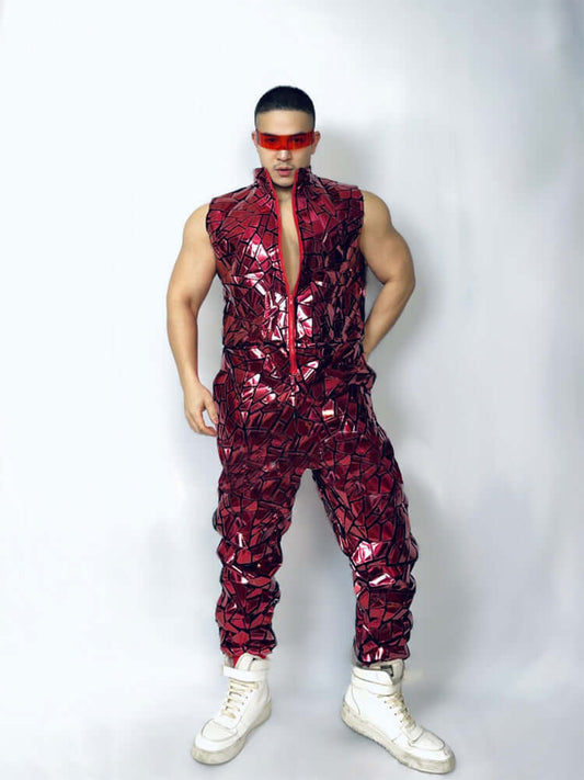 Red Mirror Overall Performance Costume Set