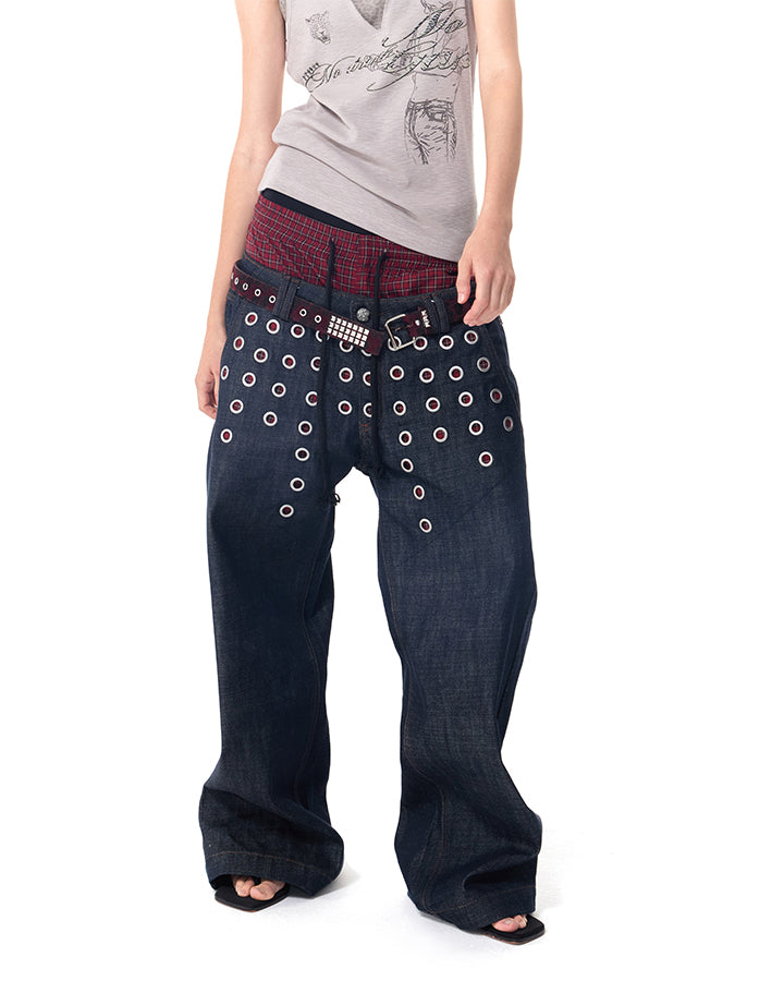 KIIKIO Punk Layered Jeans