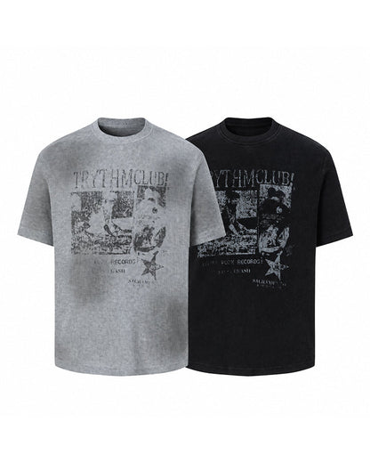 Waffle New Texture Vintage Washed Short T-Shirt