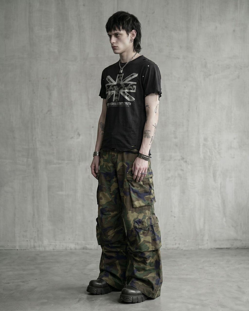 KIIKIO-New Y2K Camo Multi-Pocket Wide Leg Cargo Pants