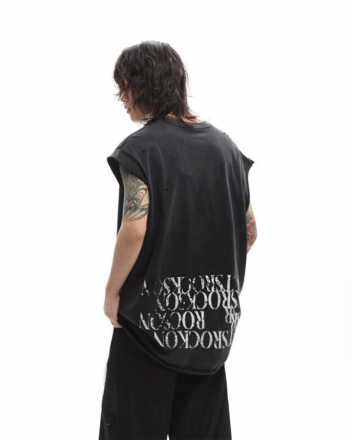 KIIKIO Vintage Washed Raw-Edge Graphic Tee