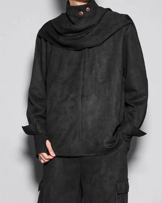 Asymmetric Collar Button-Up Shirt