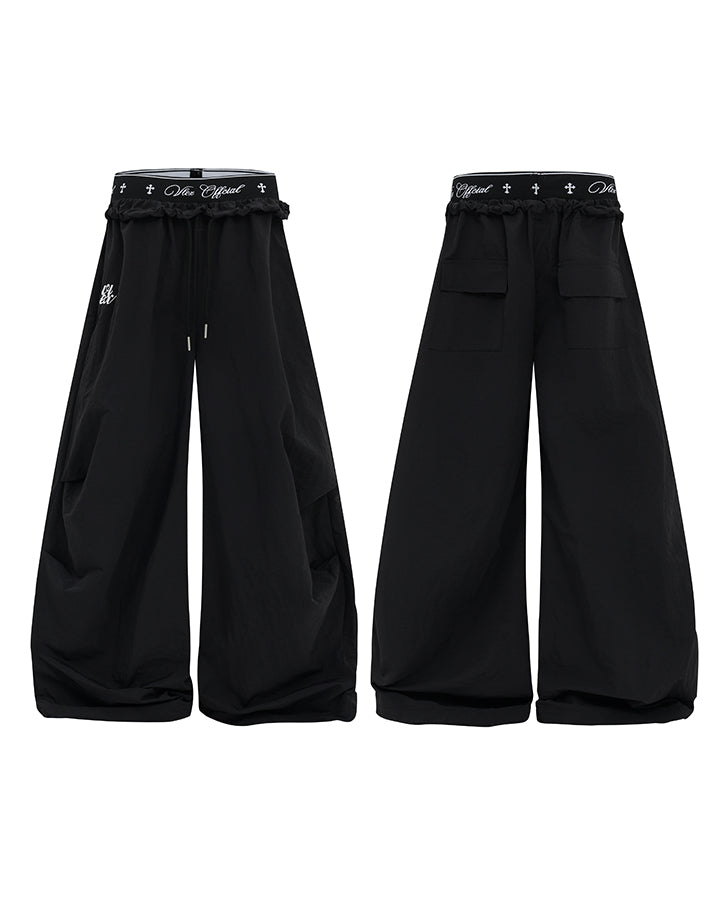 KIIKIO Retro Cross-Waistband Parachute Pants