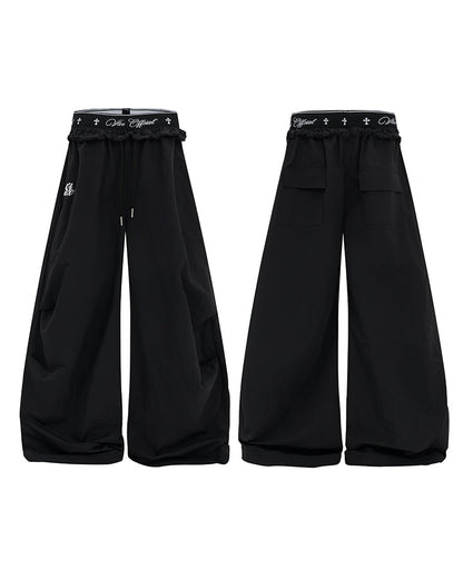 KIIKIO Retro Cross-Waistband Parachute Pants