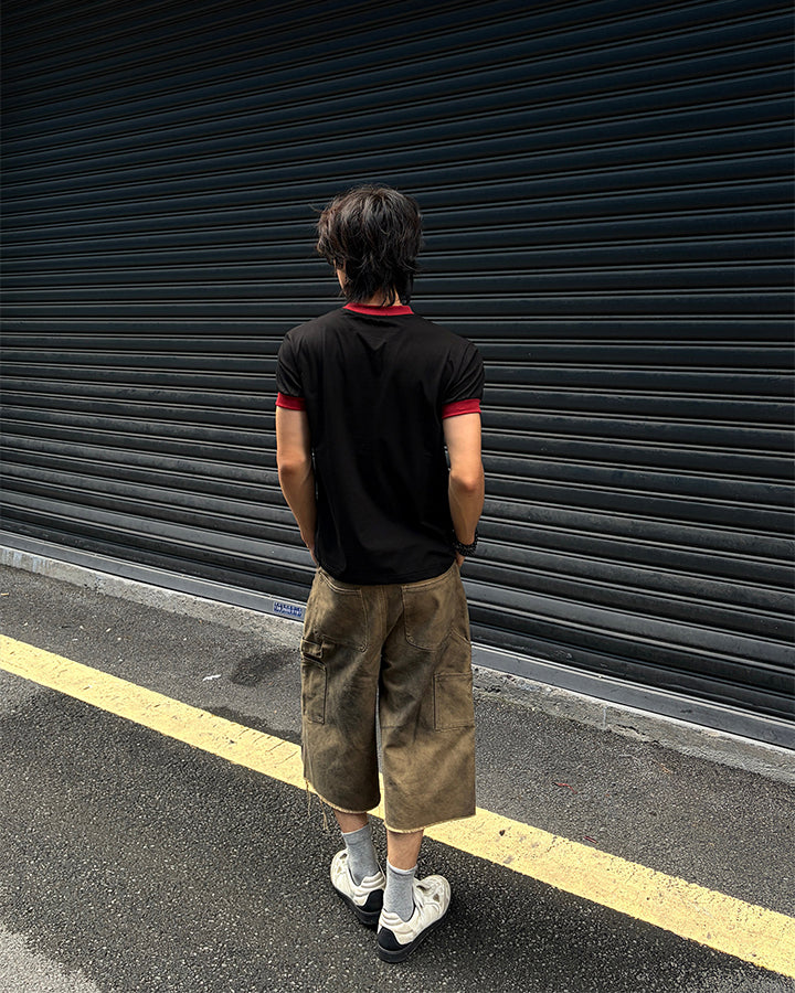 KIIKIO Vintage Contrast-Trim Graphic Tee