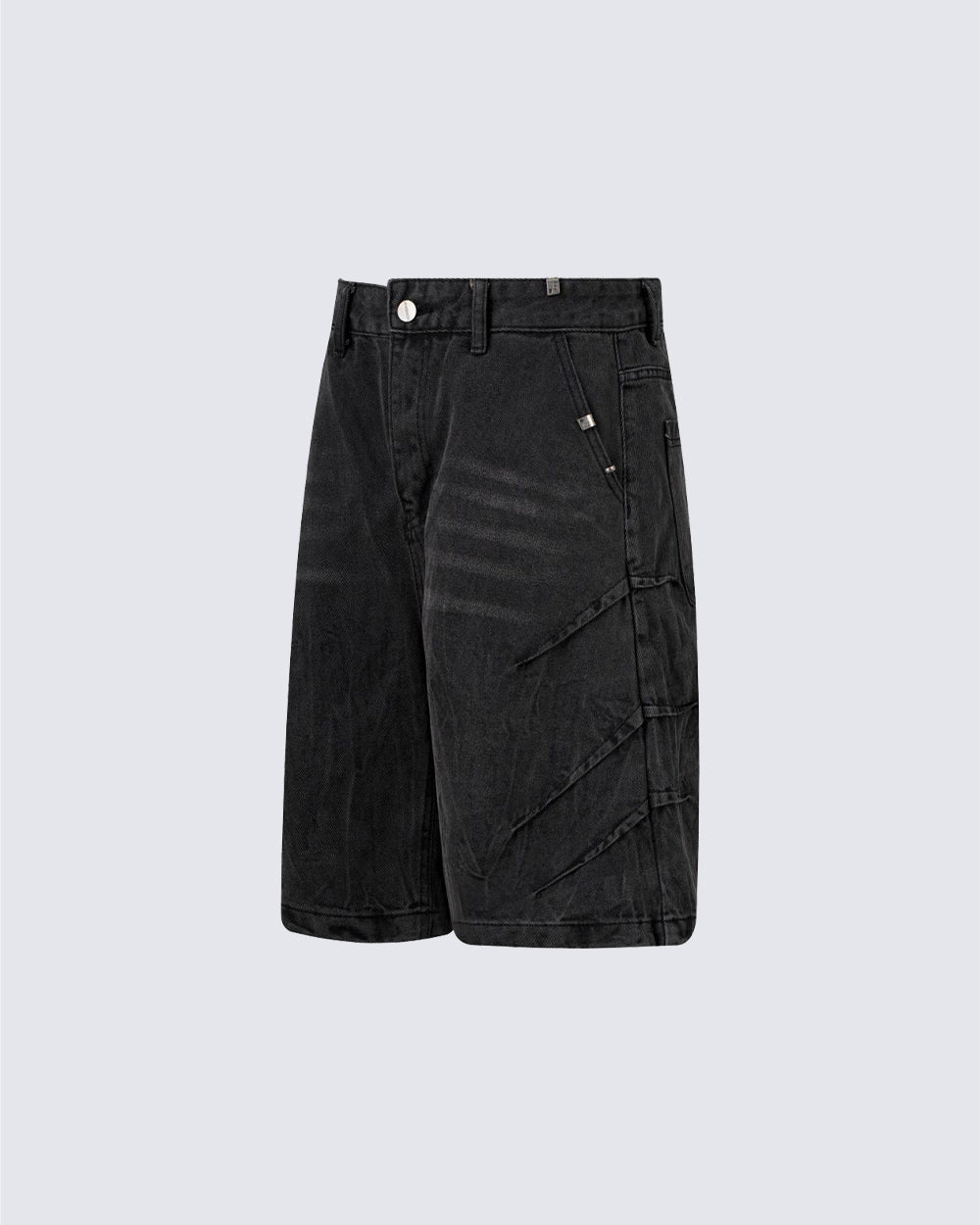 High Street Scratch Stitch Wide Denim Shorts