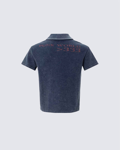 High Street Graphic Textured Washed New Polo T-Shirt