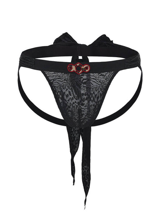 Men's Sexy Leopard Print Streamers Double Thong