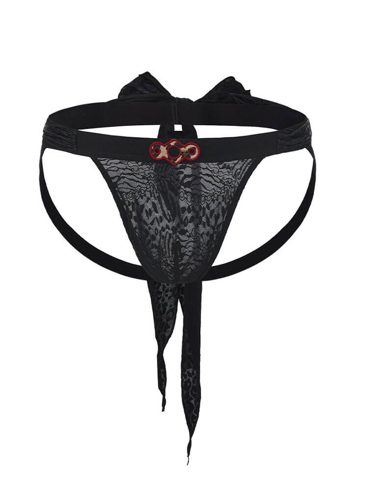 Men's Sexy Leopard Print Streamers Double Thong