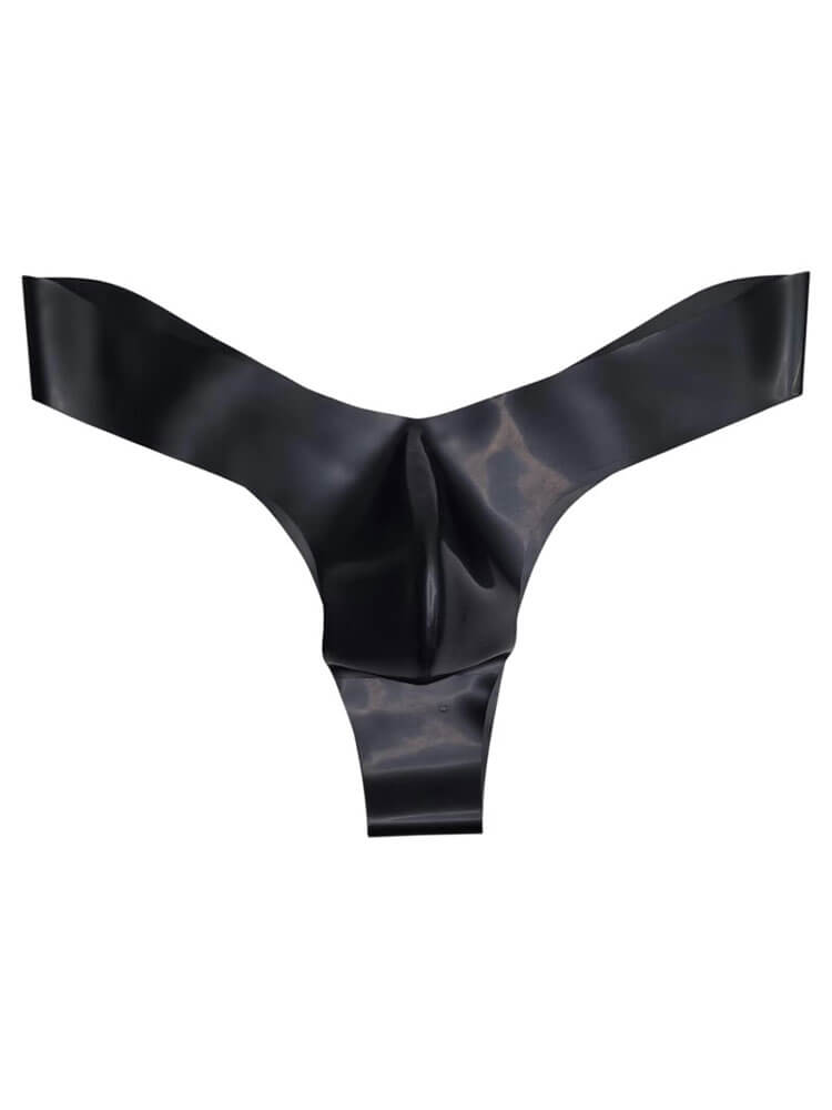 Men's Semi-Transparent Seamless V-Cut Latex Thong