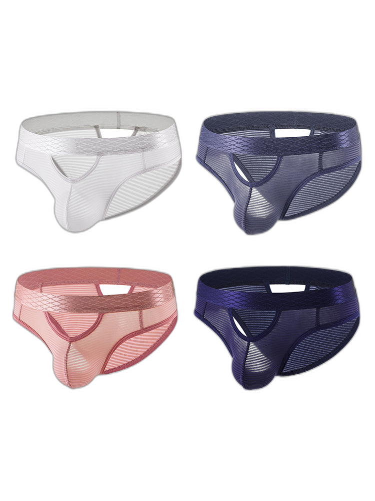 4 Pack Men's Sexy Striped Design Day-Long Comfort Soft-Touch Waistband Bikini