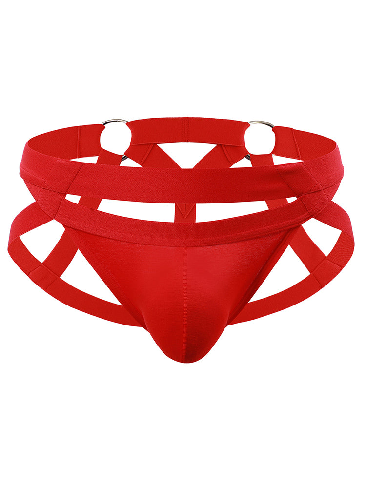 Men's Metal Ring Thong- White