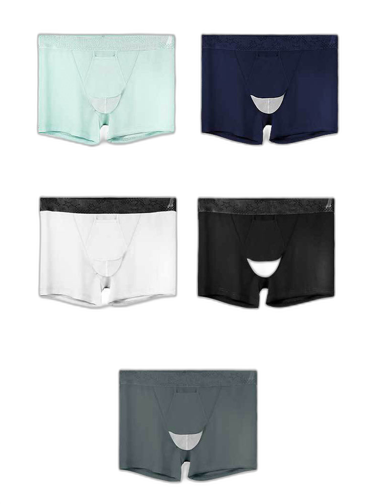 2 Men's Ultra-Thin Ice Silk Detachable Gusset Breathable Trunks