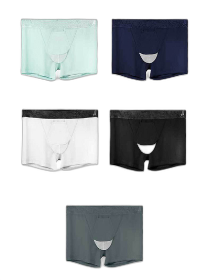 2 Men's Ultra-Thin Ice Silk Detachable Gusset Breathable Trunks