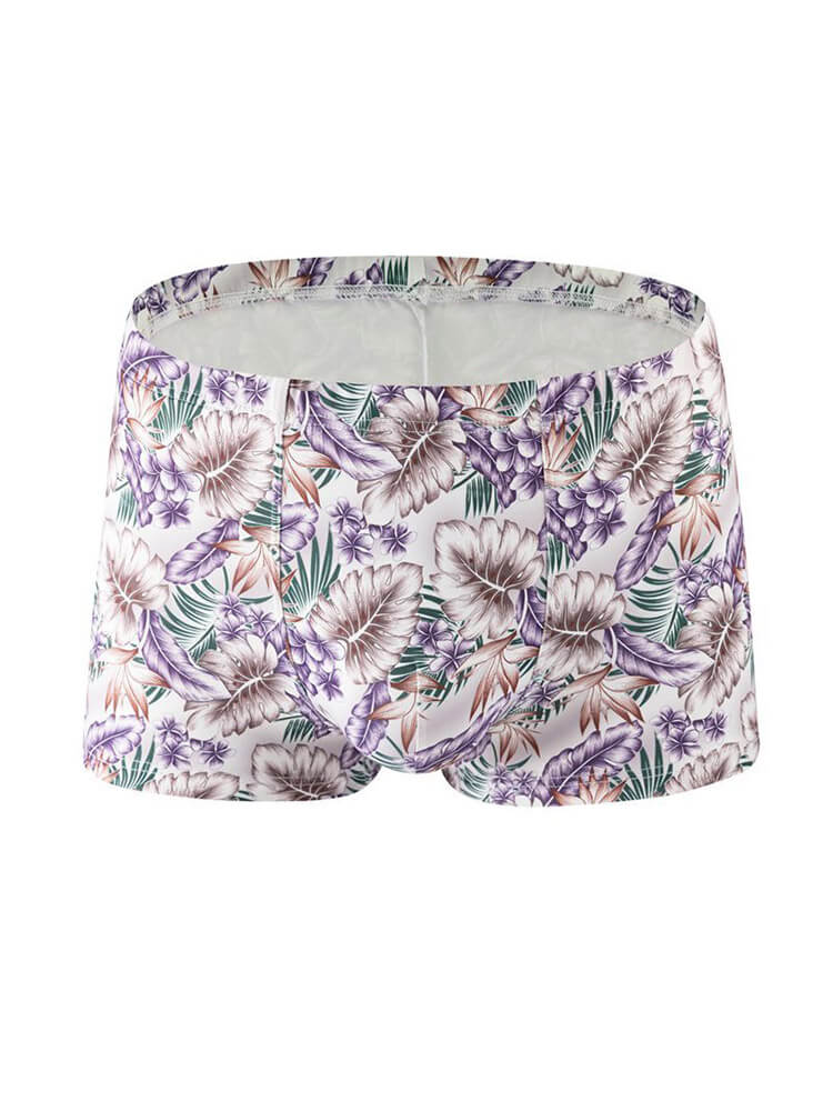 Men's Floral Print Breathable Milk Silk Boxer Briefs