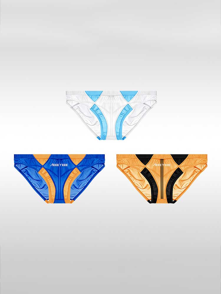 Men's Sexy Sheer Colorblock Stretch Thin Briefs