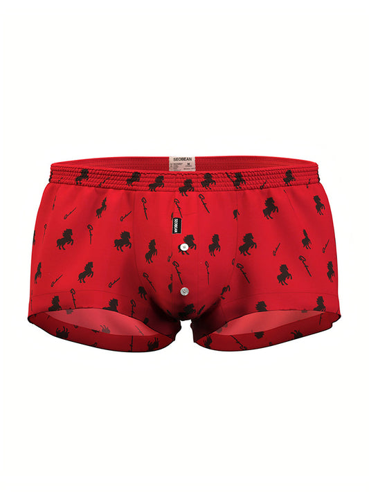 Men's Dynamic Pony Print Red Boxer Briefs