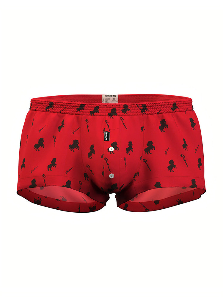 Men's Dynamic Pony Print Red Boxer Briefs