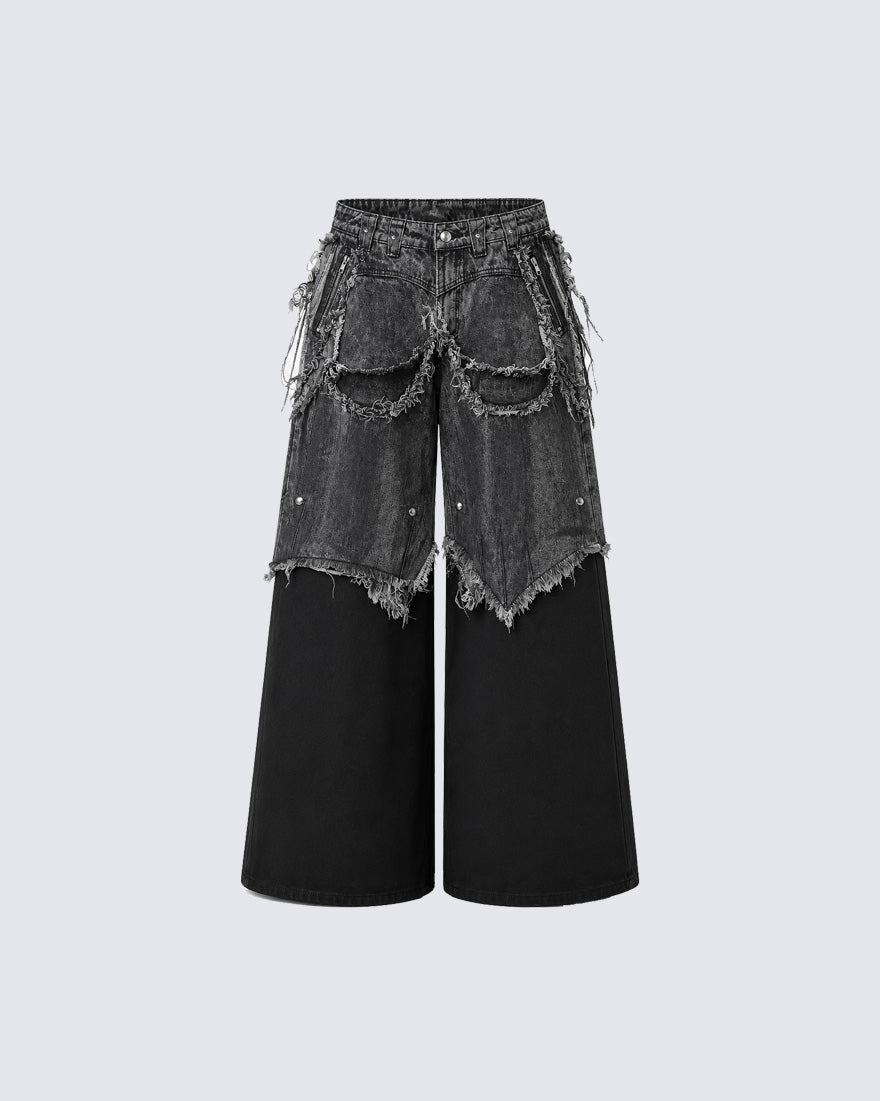 KIIKIO Vintage-Style Patchwork Raw-Edge Trousers