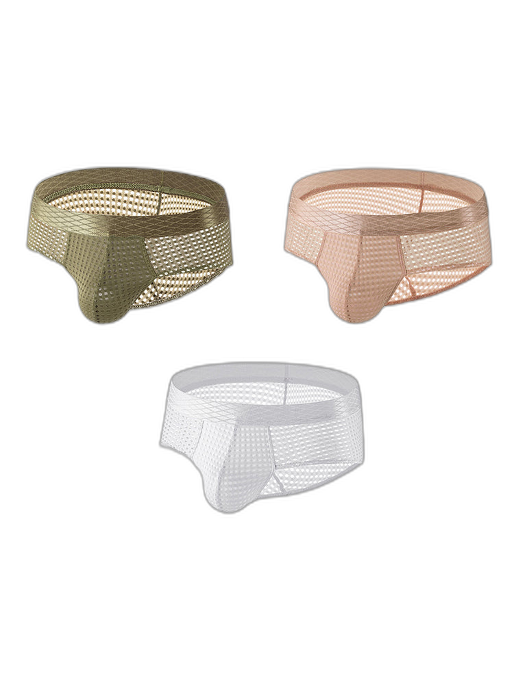 3 Pack Men's Quick-Dry Mesh Low-Rise Briefs