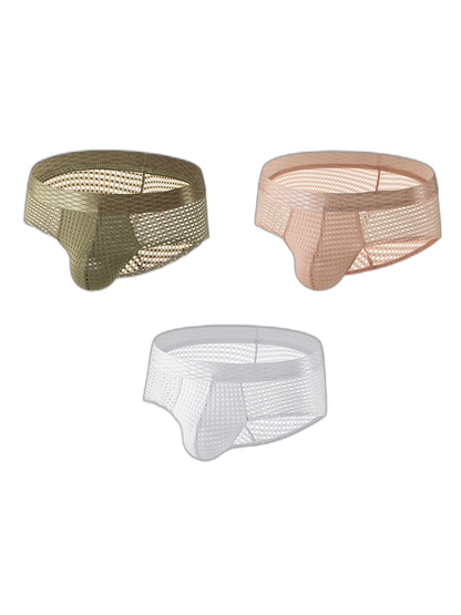 3 Pack Men's Quick-Dry Mesh Low-Rise Briefs