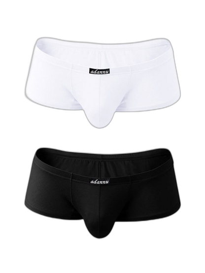 2 Pack Men's Sexy Low-rise Roomy Pouch Trunks