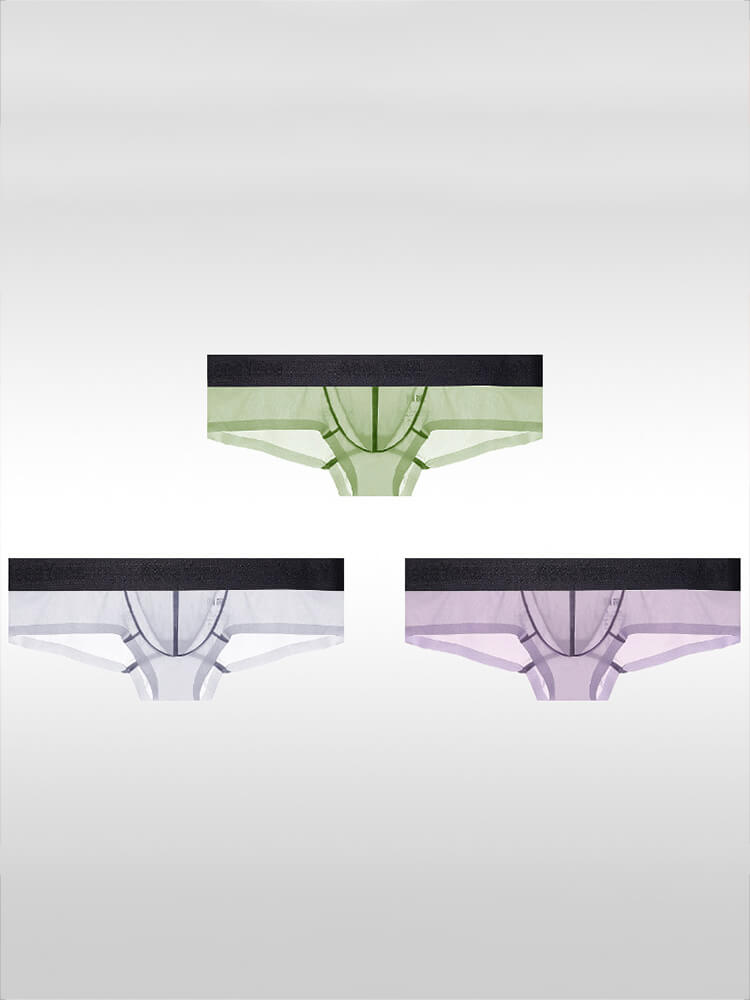Men's Sexy Low-Rise Stretch Sheer Ice Silk Boxer Briefs