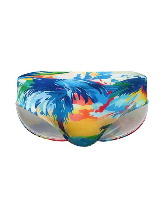 Men's Ink-Art Beach Sunset Print Swim Briefs