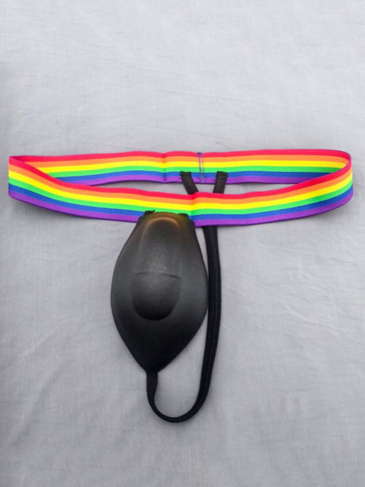 Men's Sexy Rainbow Waistband Padded Thong 