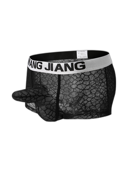 2 Pack Men's Ice Silk Lace Solid Sexy Trunks