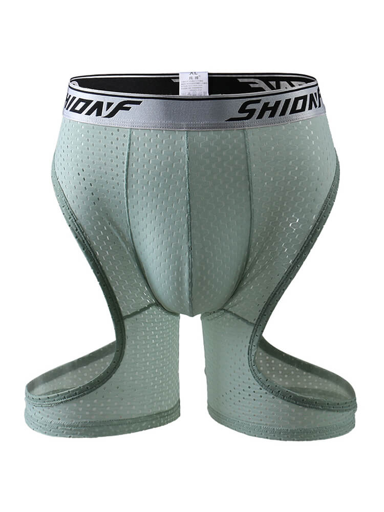 Men's Dual Side Cutouts Mesh Lengthened Trunks