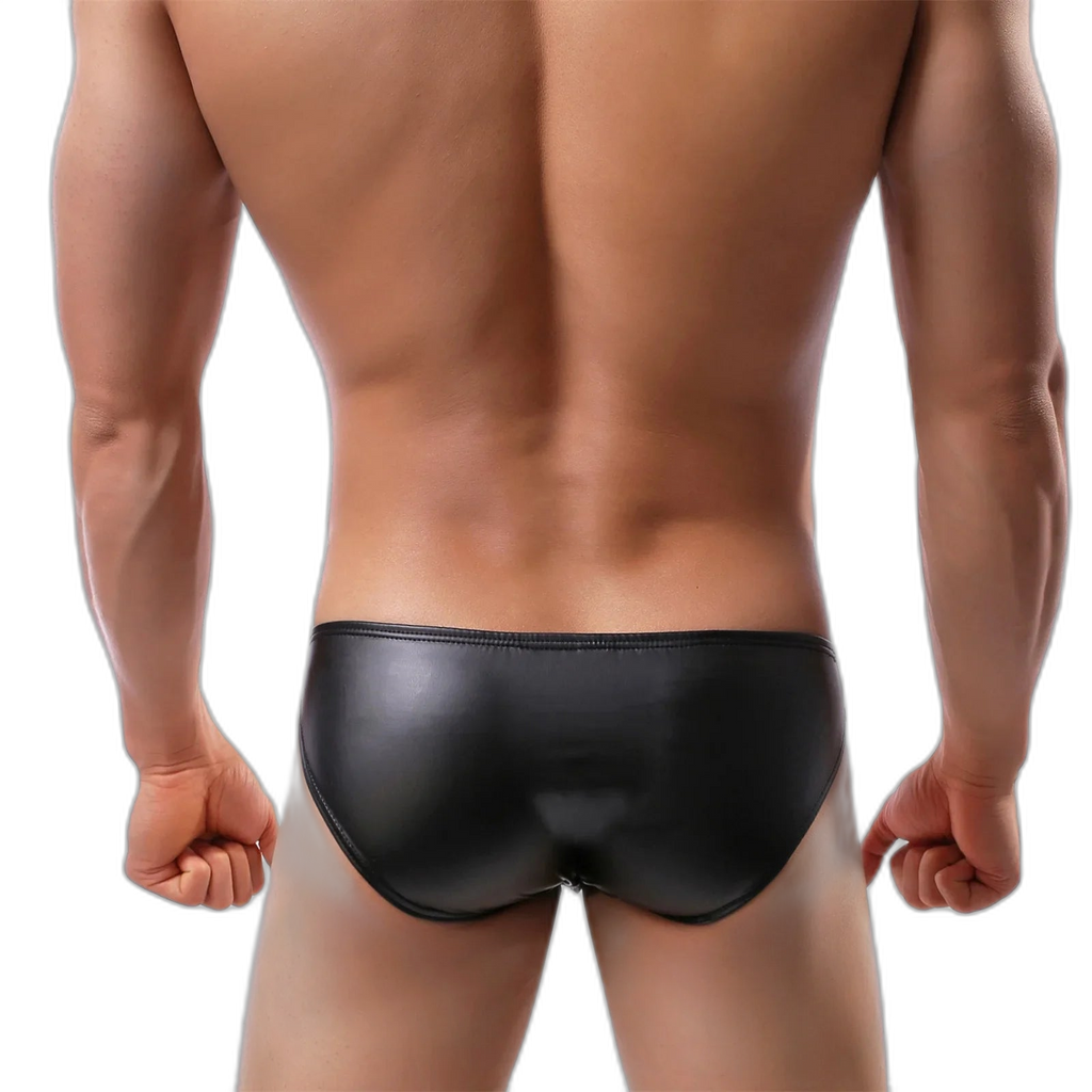 Shimmer PU Leather Low Waist Briefs