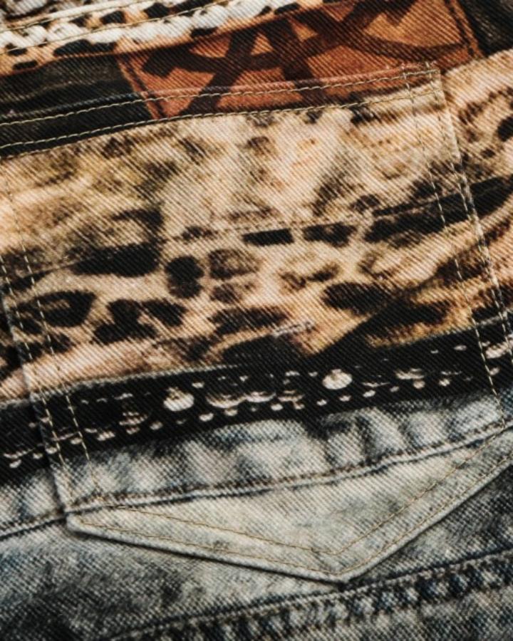 American High-Street Heavy-Duty Metal Chain Printed Pants