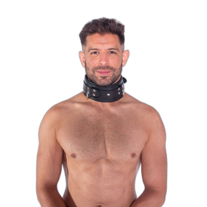 Prowler RED Leather Lockable Collar Black
