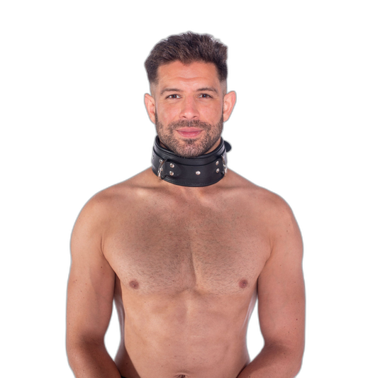 Prowler RED Leather Lockable Collar Black