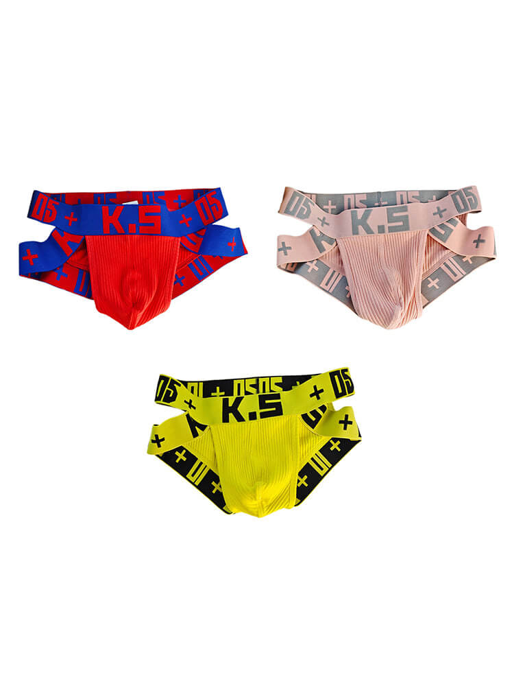 Men's Sexy High-Cut Ribbed Cotton Athletic Briefs