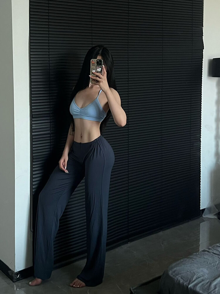 Solid Color Zipper Yoga Sports Straight Leg Pants