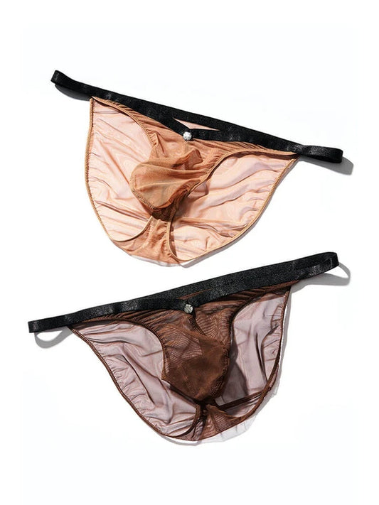 Men's Sexy Low-Rise Sheer Semi-Cheeky Briefs