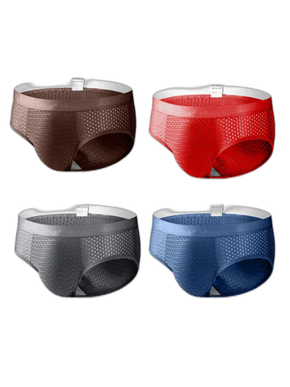 4 Pack Breathable Ice Silk Antibacterial Men's Briefs
