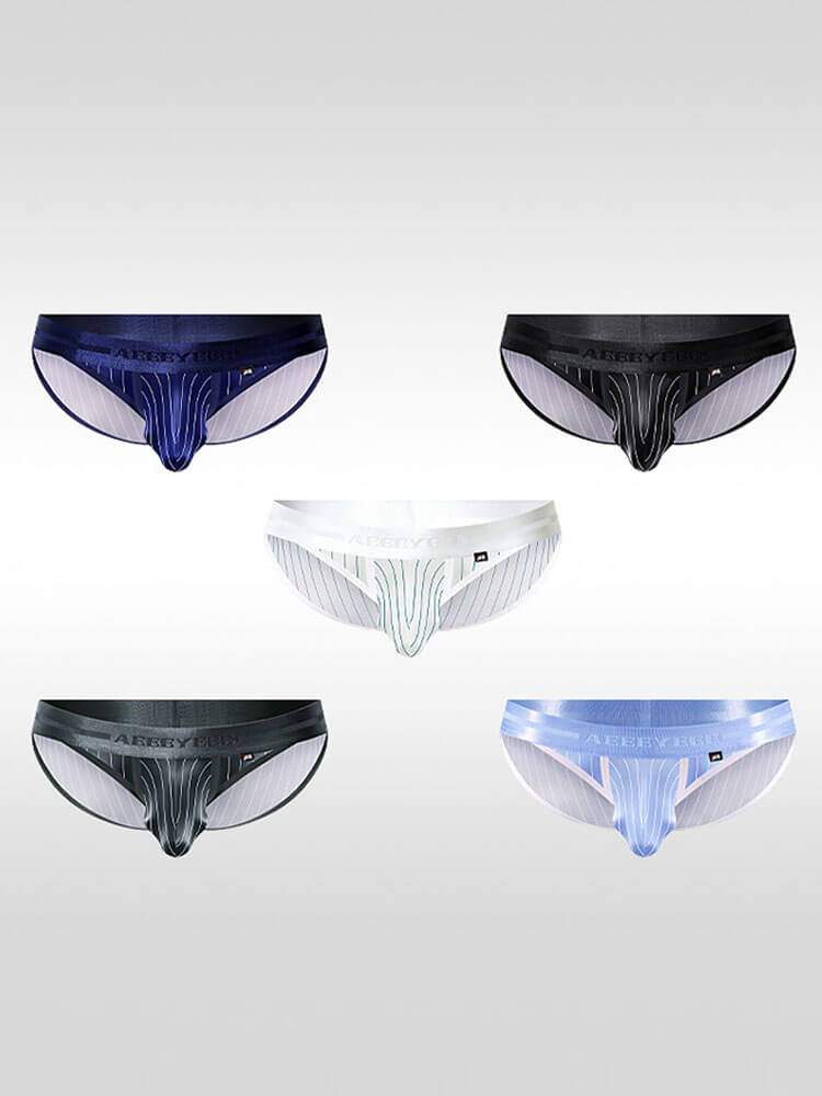 Men's Sexy Low-Rise High-Cut Striped Briefs